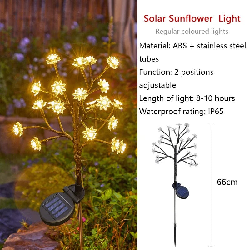 Trädgårdsbelysning med solceller och rosformade blommor för dekoration av gräsmattor