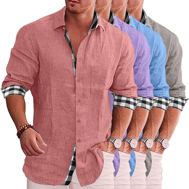 2024 Summer Gentleman Panelklädd Casual Knoppar Pocket Blus