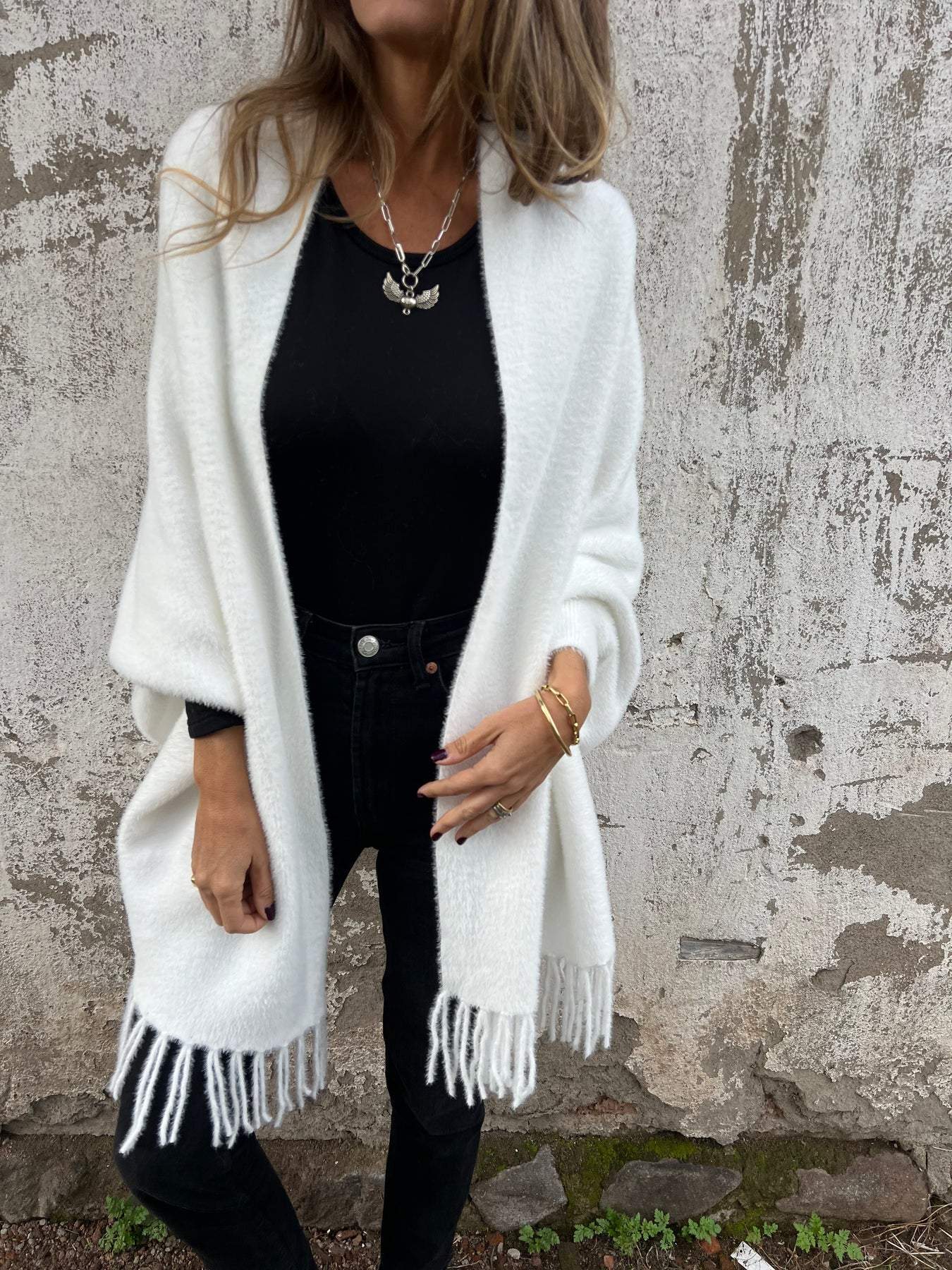 🥰Fri leverans🥰Kvinnor Långärmad Casual Tassel Sjal Coat