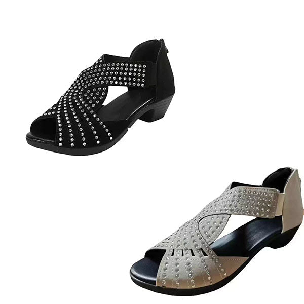👡Retro sandaler för kvinnor med tjock klack och öppen tå