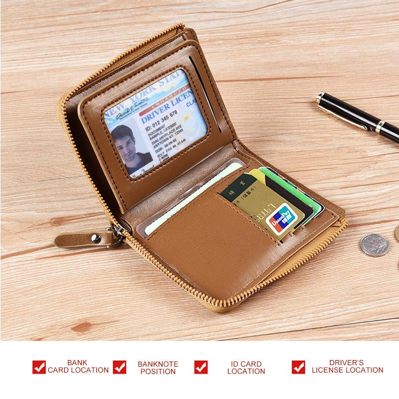 đ„STOR FĂRSĂLJNING - 49% RABATT đ„đ„PlĂ„nbok med dragkedja i lĂ€der för mĂ€n (RFID-skyddad)