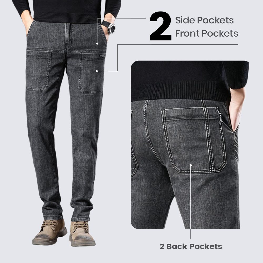 đ„50 % RABATTđSlim fit-jeans med 6 fickor för herr