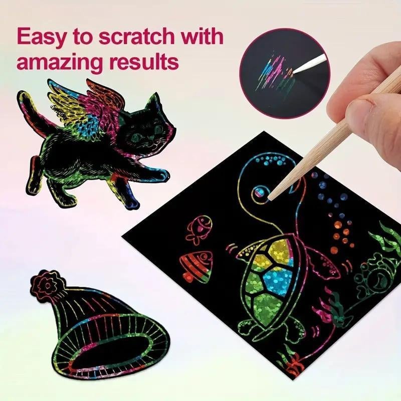 đ
Julklapp 49%OFF-ă100 st/1 SetăDIY Rainbow Magic Scratch Paper Art Set