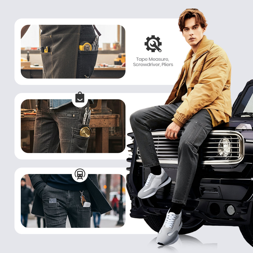 đ„50 % RABATTđSlim fit-jeans med 6 fickor för herr