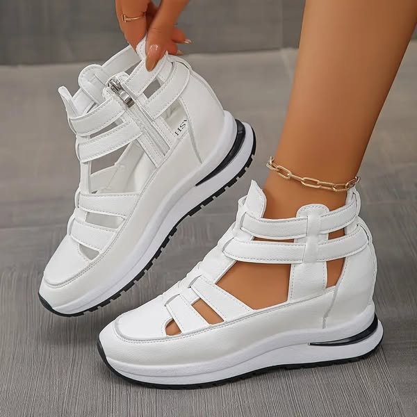đ„Sista dagen 50% rabatt - BekvĂ€ma lĂ€tta wedge sandaler med dragkedja i sidan