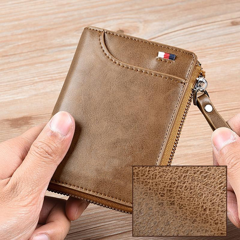 đ„STOR FĂRSĂLJNING - 49% RABATT đ„đ„PlĂ„nbok med dragkedja i lĂ€der för mĂ€n (RFID-skyddad)