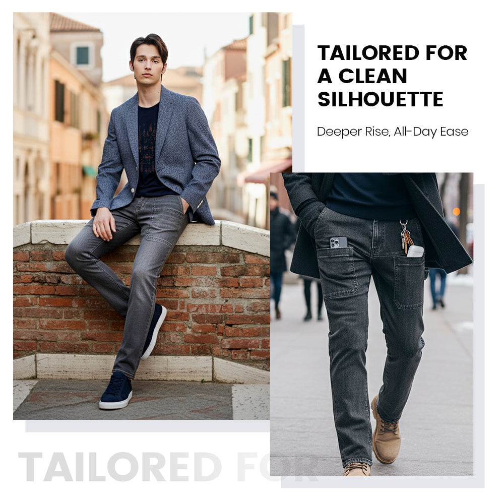 đ„50 % RABATTđSlim fit-jeans med 6 fickor för herr
