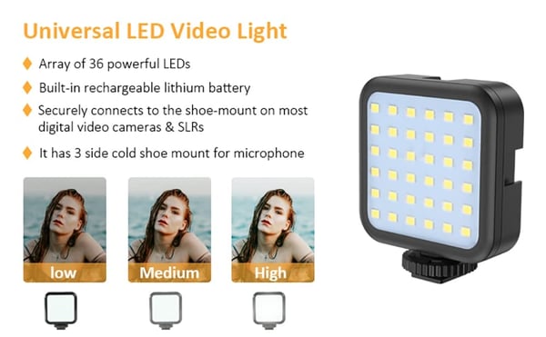 đ„Professionellt videomikrofonset med stativ och LED-lampa