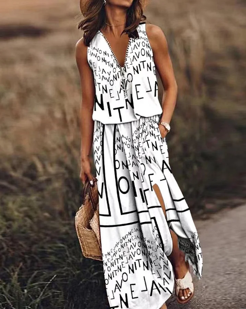 Robe simple avec fermeture éclair et fente