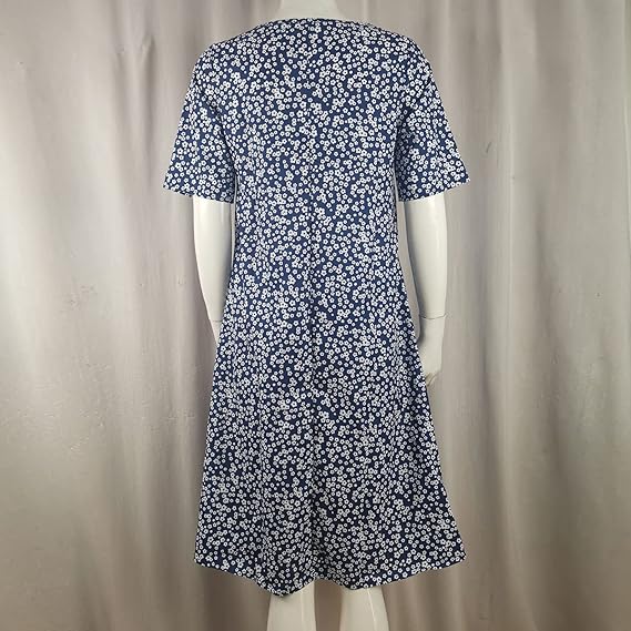 đ2024 Ny đCasual blommig klĂ€nning med rundad hals för kvinnor (8 fĂ€rger med fickor)