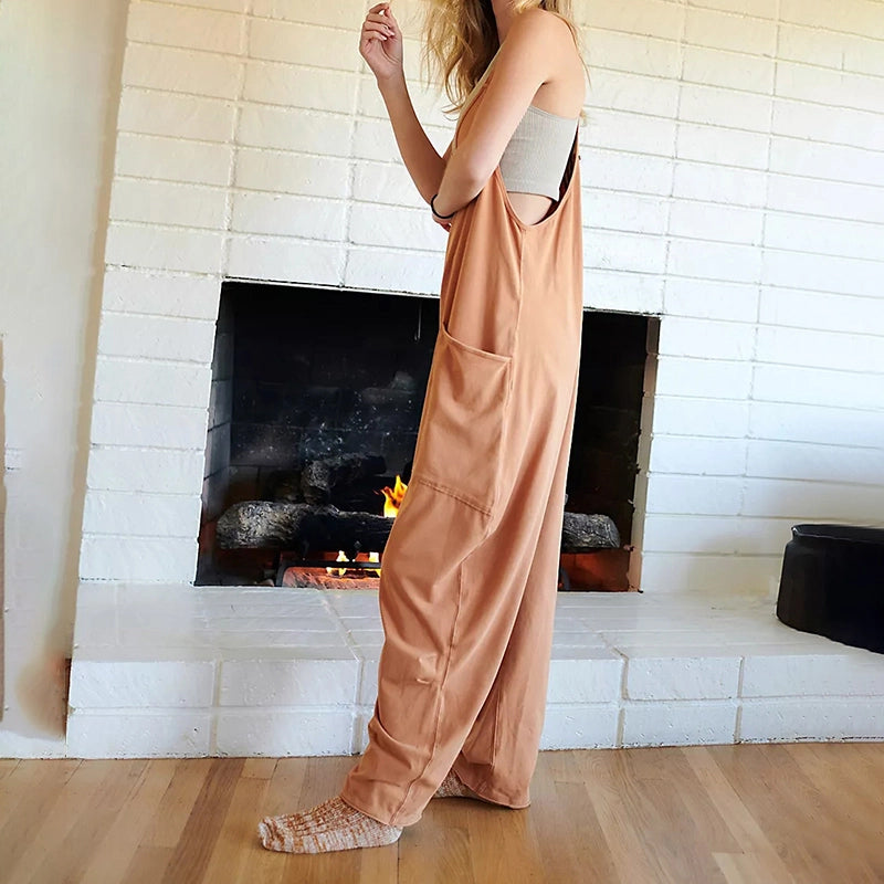 đSommarrea - 49% OFFâ€ïžâđ„Solid V-Neck Sling Pocket Jumpsuit