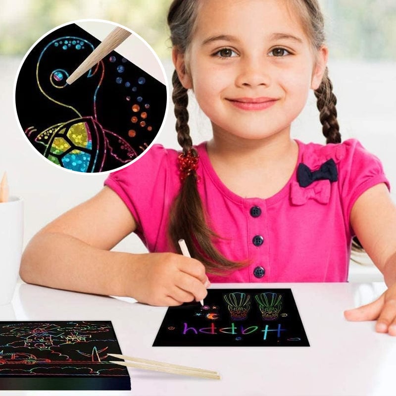 đ
Julklapp 49%OFF-ă100 st/1 SetăDIY Rainbow Magic Scratch Paper Art Set