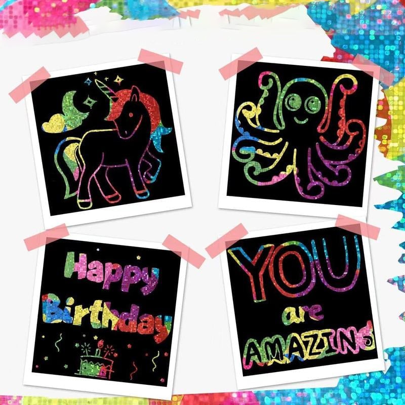 đ
Julklapp 49%OFF-ă100 st/1 SetăDIY Rainbow Magic Scratch Paper Art Set