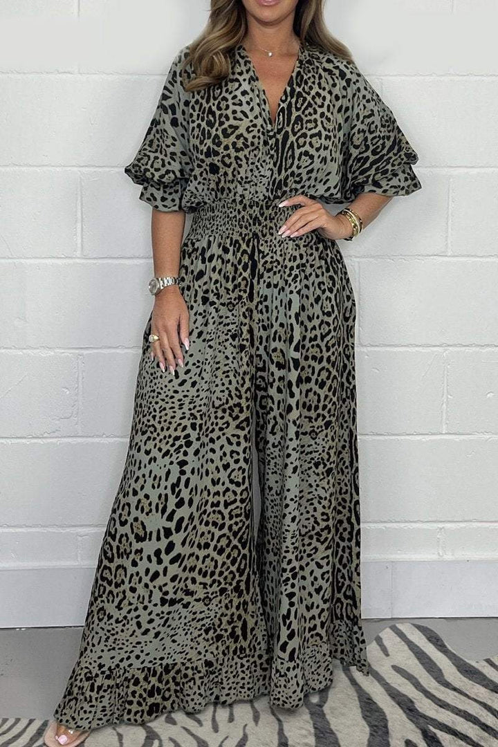 đ„Sista dagars kampanj 50% rabatt - Leopardmönstrad avslappnad jumpsuit