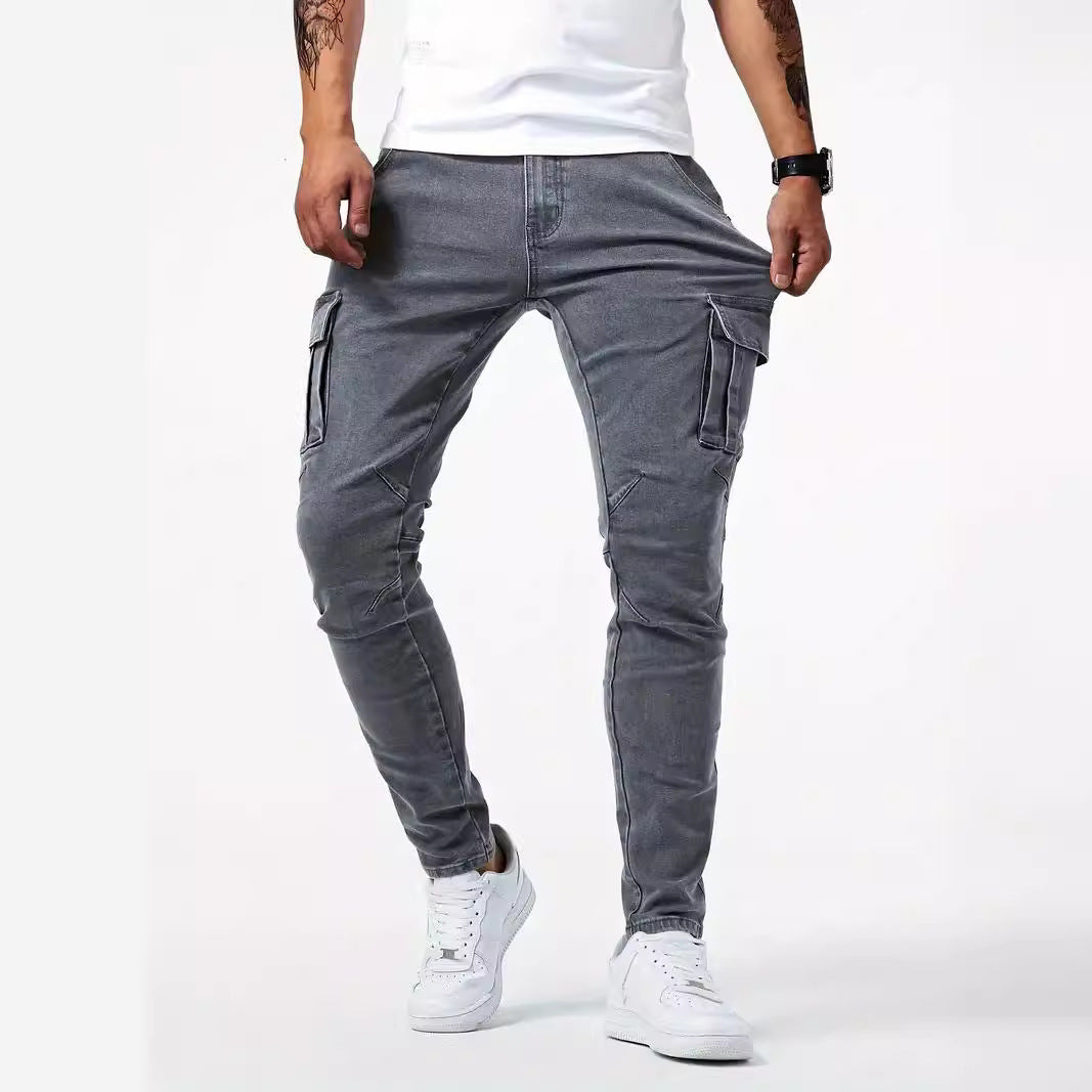 Cargo-byxor i stretchdenim