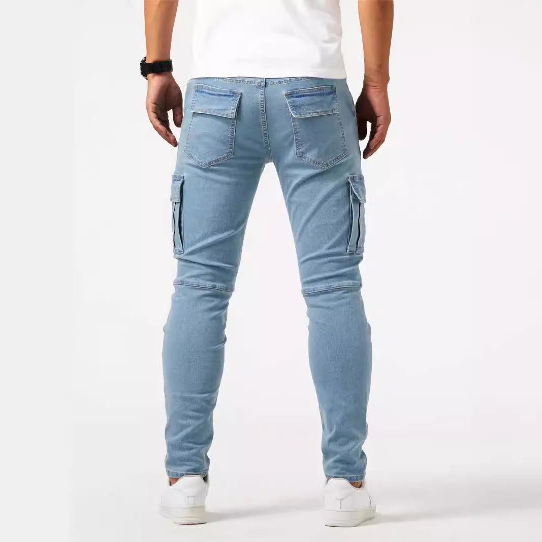 Cargo-byxor i stretchdenim