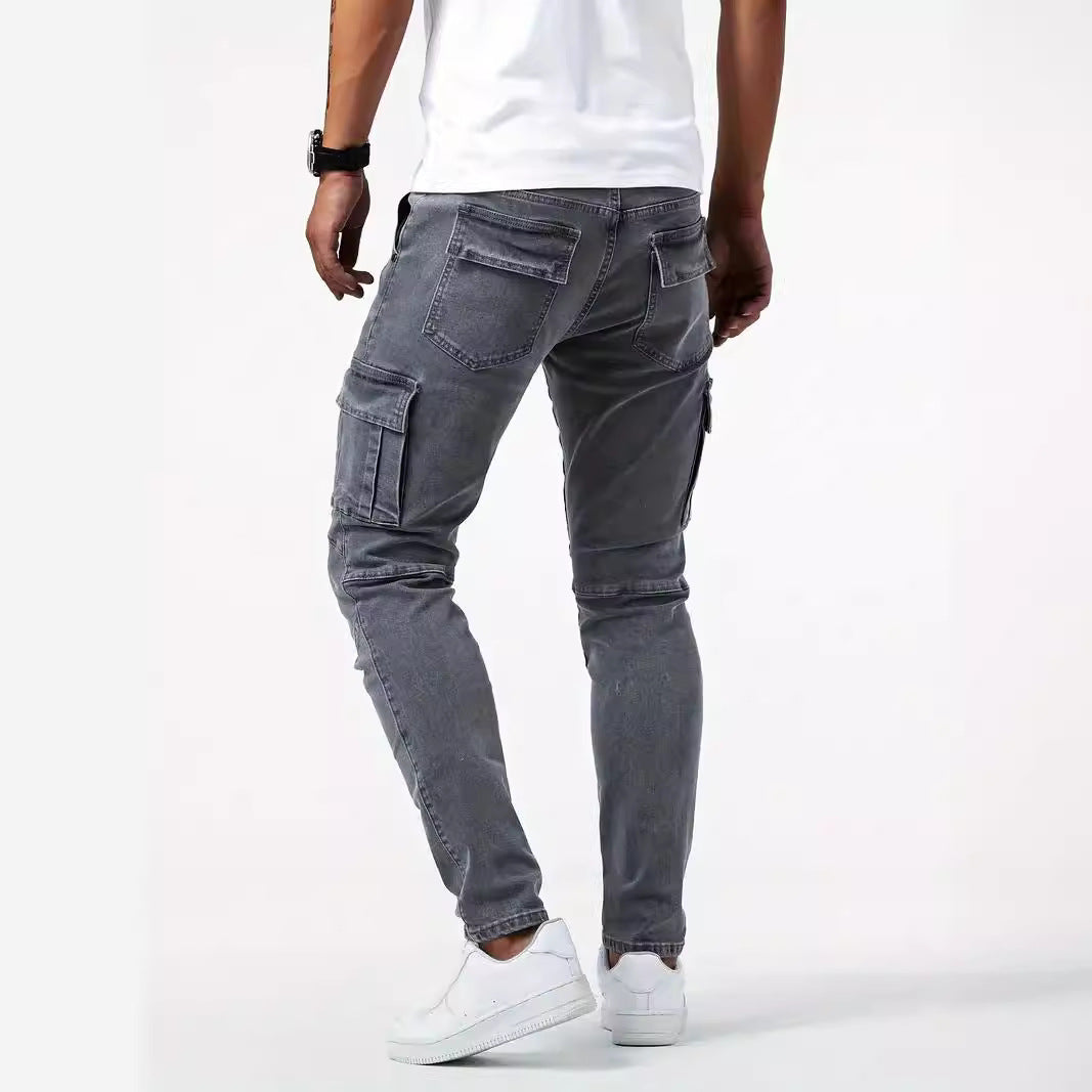 Cargo-byxor i stretchdenim