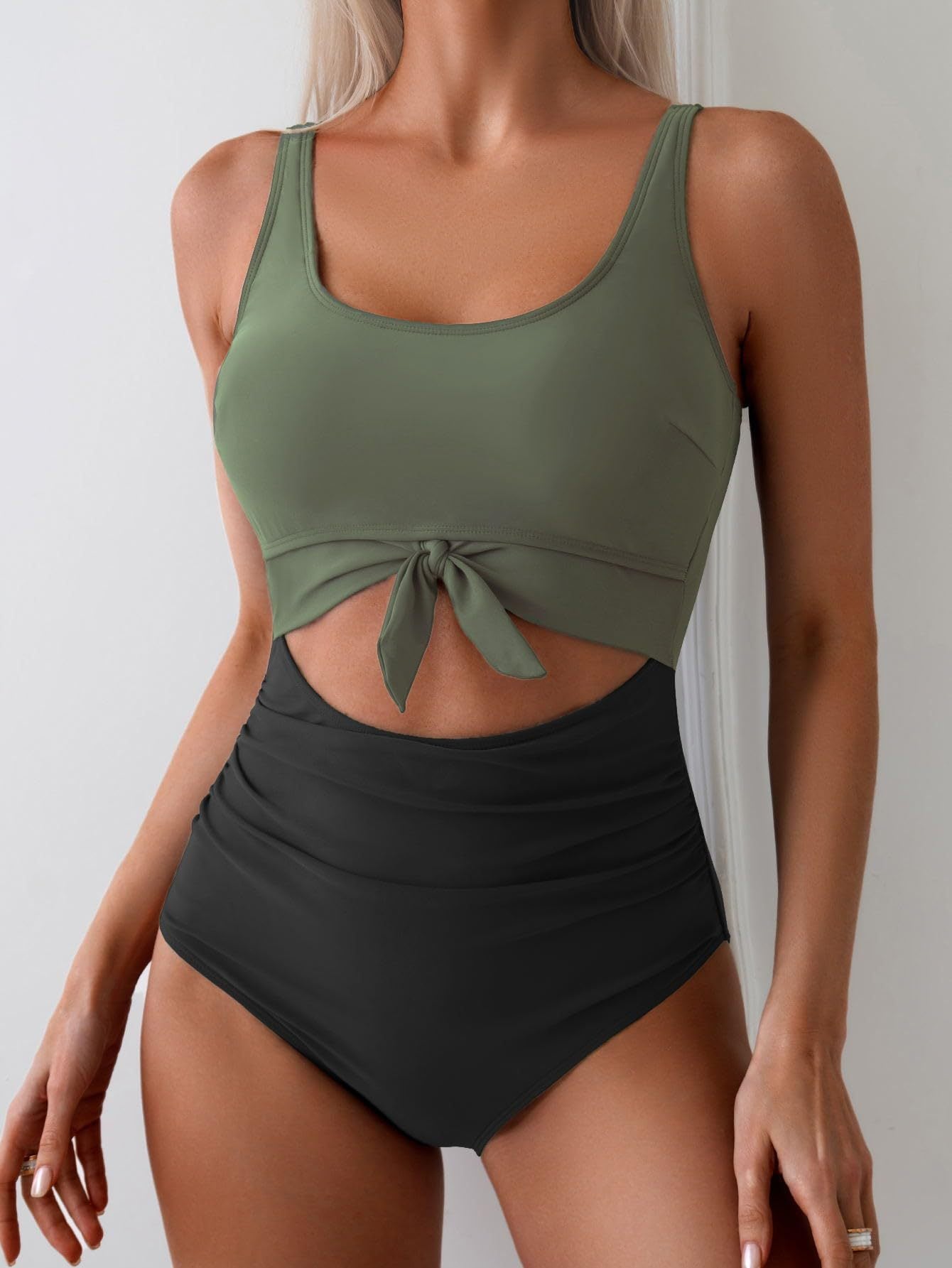 đ„2025 SUMMER 50% OFFđRuched Tie-Knot Tummy Control One-Piece Swimsuit