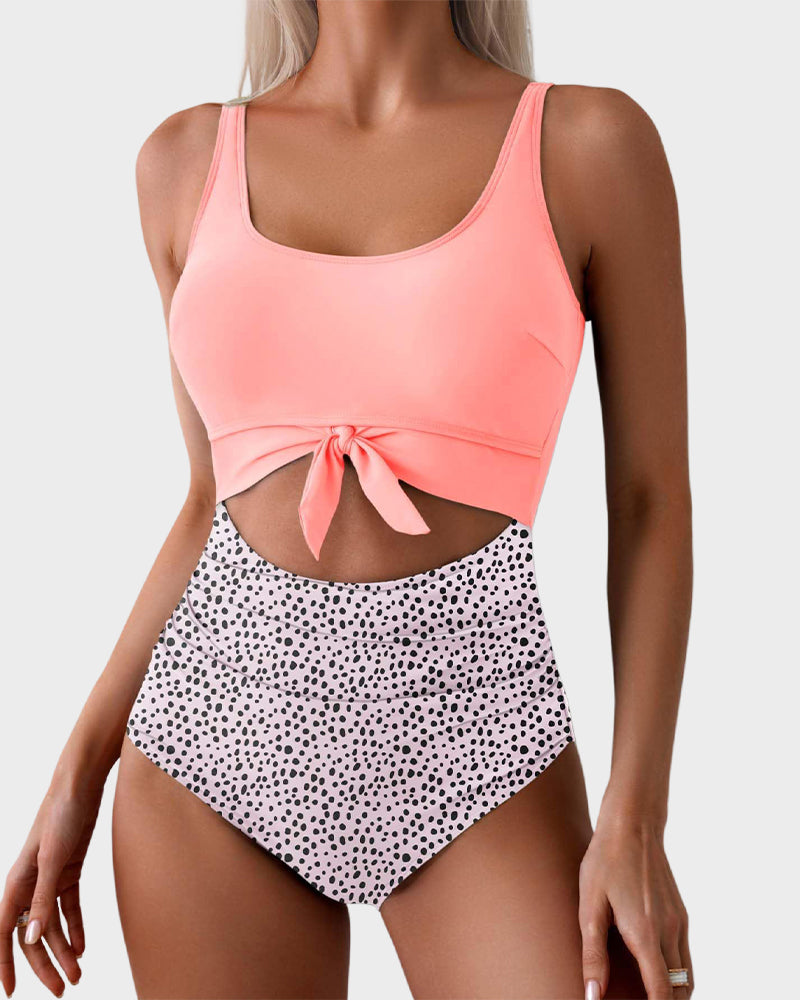 đ„2025 SUMMER 50% OFFđRuched Tie-Knot Tummy Control One-Piece Swimsuit