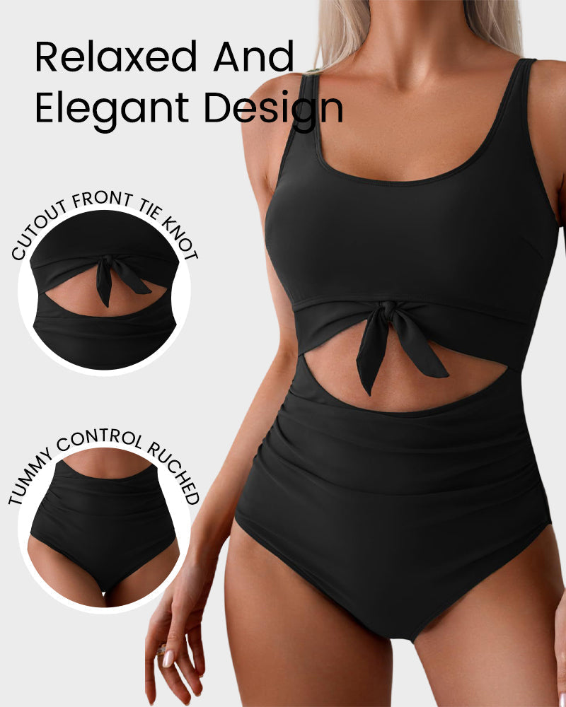 đ„2025 SUMMER 50% OFFđRuched Tie-Knot Tummy Control One-Piece Swimsuit