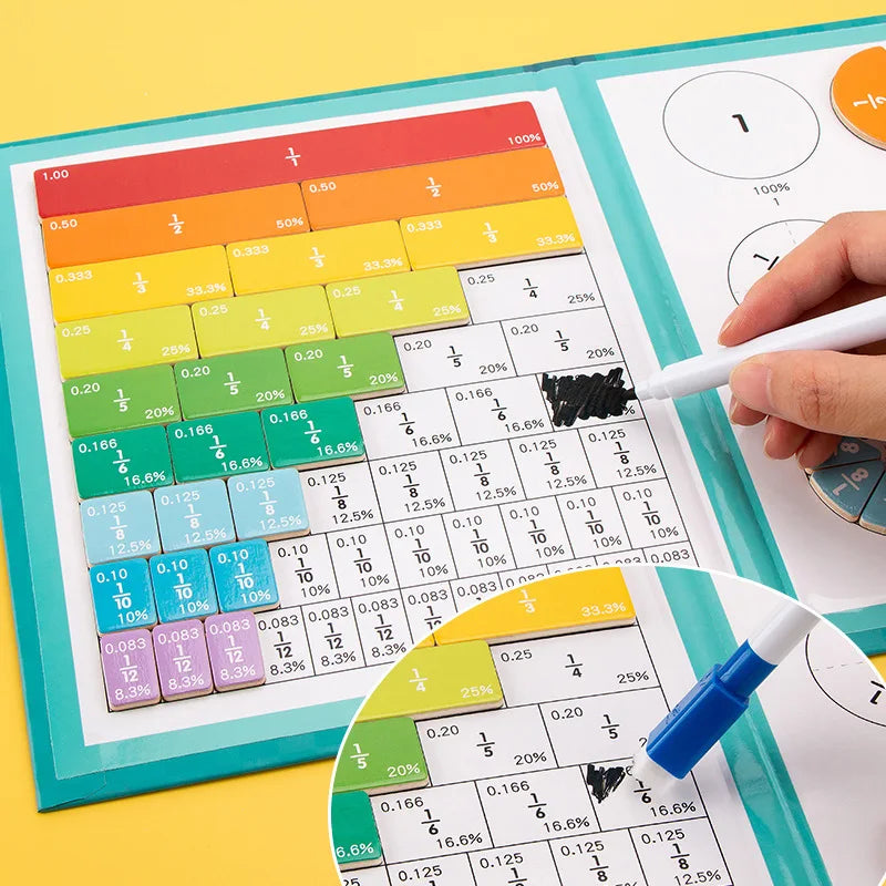 đMontessori Magnetisk bok Fraktionspussel för barn