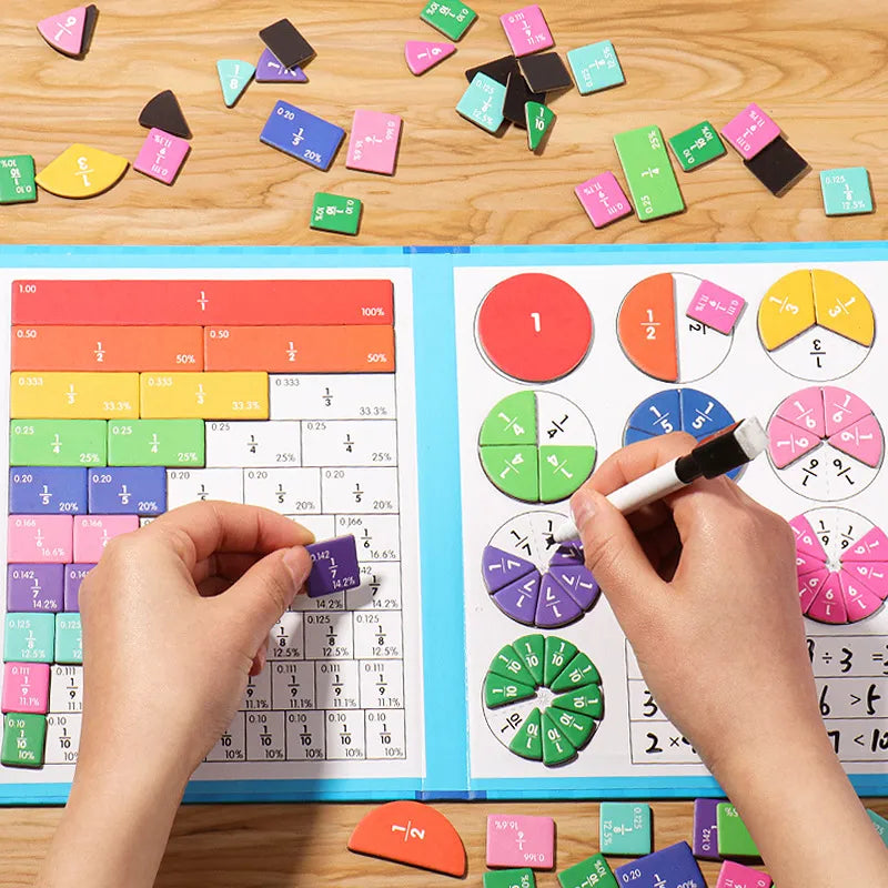 đMontessori Magnetisk bok Fraktionspussel för barn