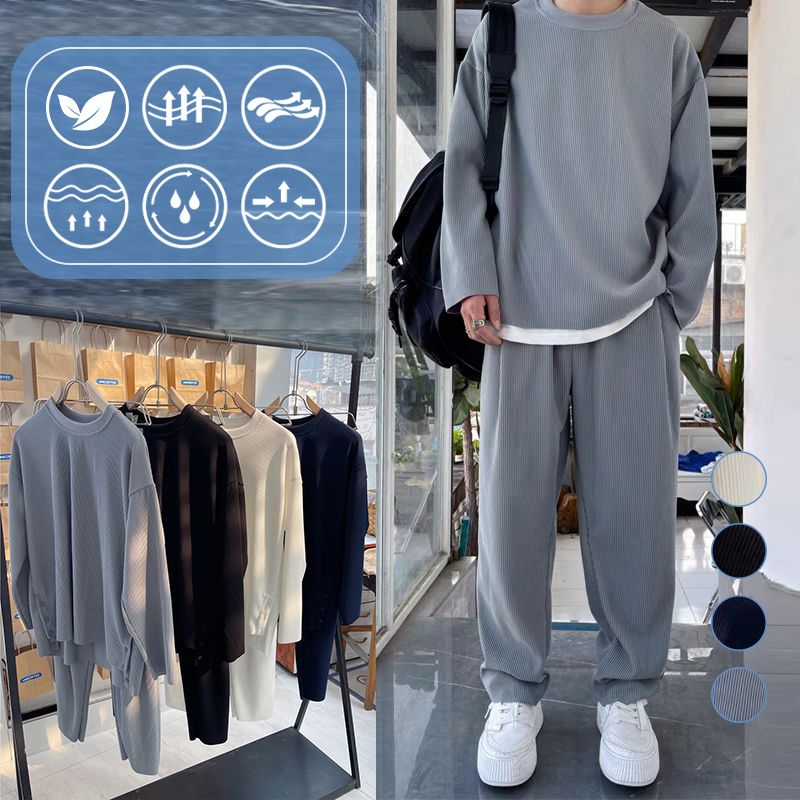 Mäns lösa fashionabla långärmade 2-delade set (50% rabatt)