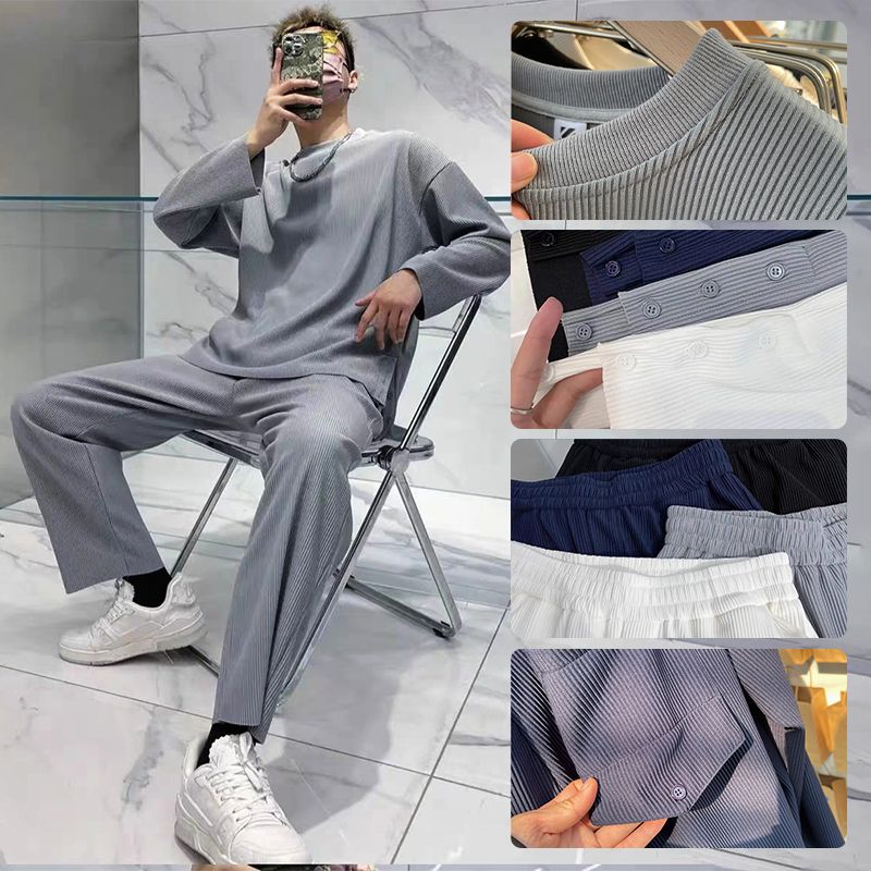 Mäns lösa fashionabla långärmade 2-delade set (50% rabatt)