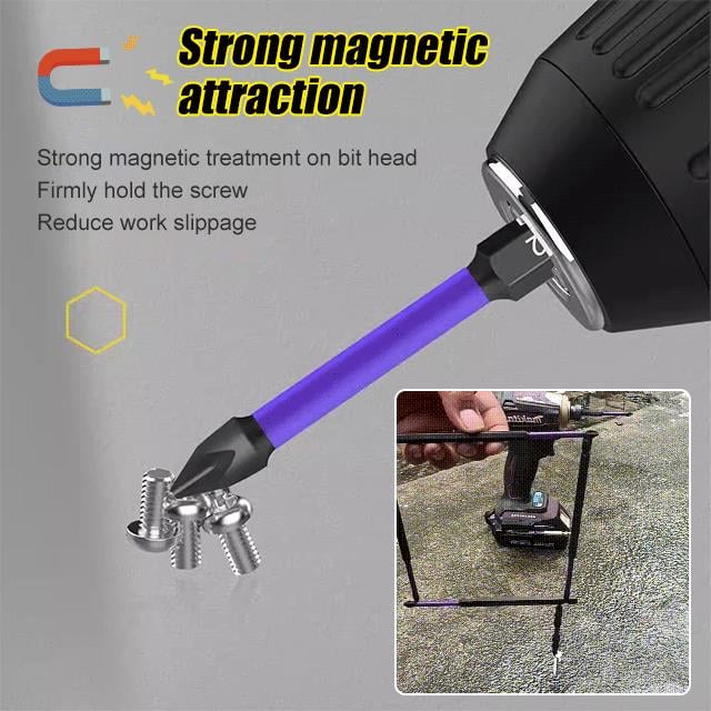 Begränsad tid 45 % RABATT💕Ju mer du köper, desto högre rabatt💕💥Förbättrad magnetisk bit med hög hårdhet och styrka💥6-delars set - gratis bas