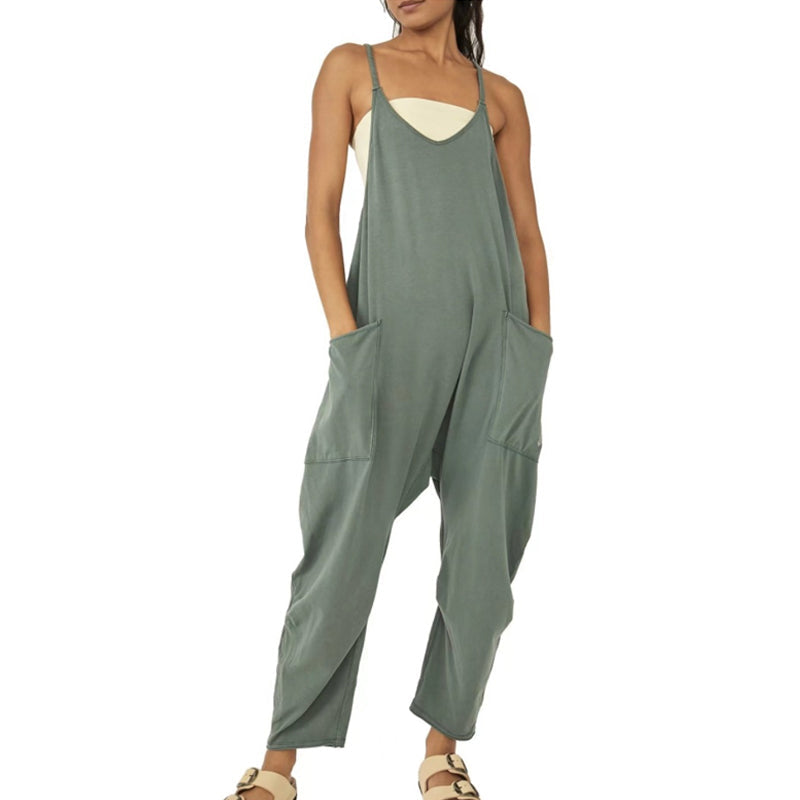 đSommarrea - 49% OFFâ€ïžâđ„Solid V-Neck Sling Pocket Jumpsuit