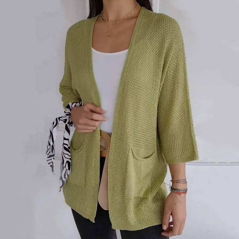 ✨ Casual stickad kappa med öppen front