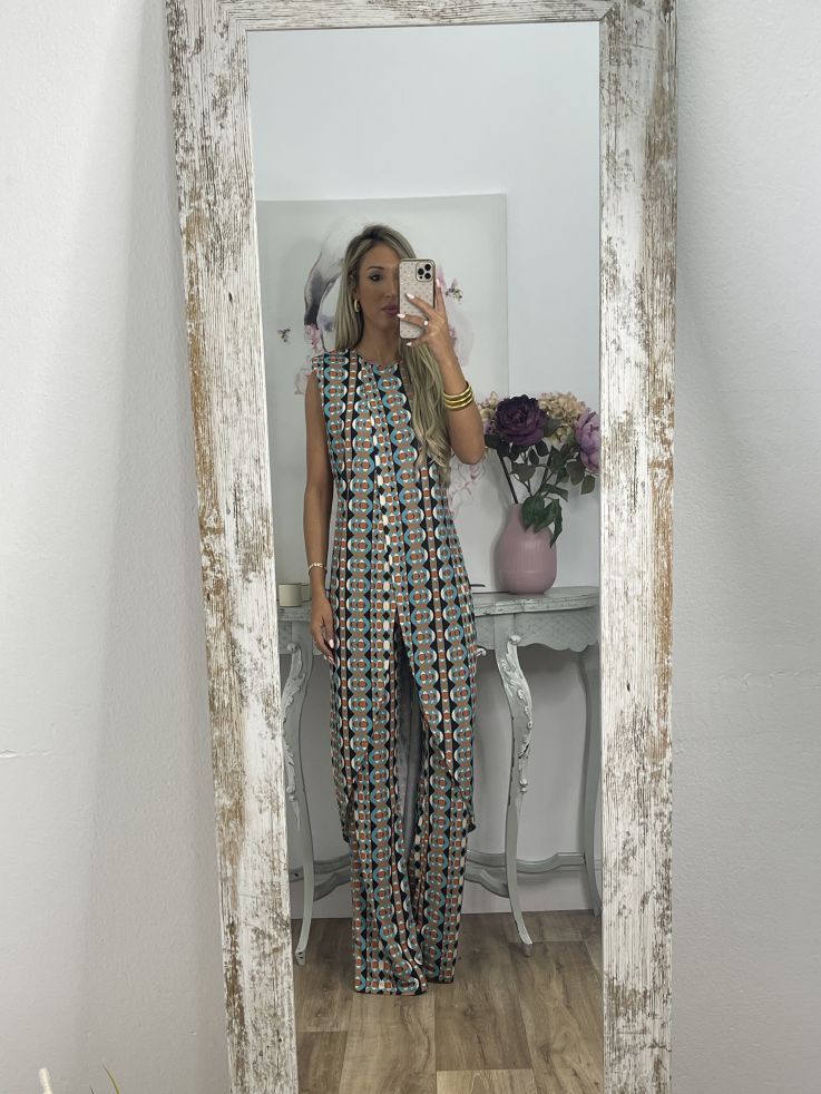 Jumpsuit med abstrakt tryck för kvinnor - nykomling