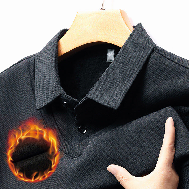 đ Lapel faux tvĂ„delad stickad skjorta herr