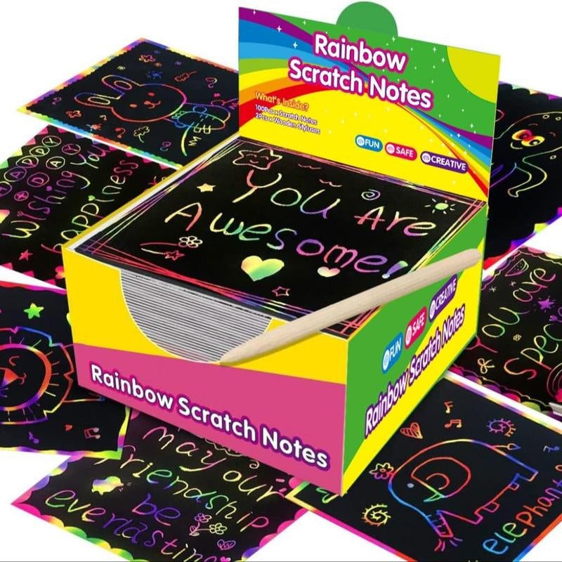 đ
Julklapp 49%OFF-ă100 st/1 SetăDIY Rainbow Magic Scratch Paper Art Set