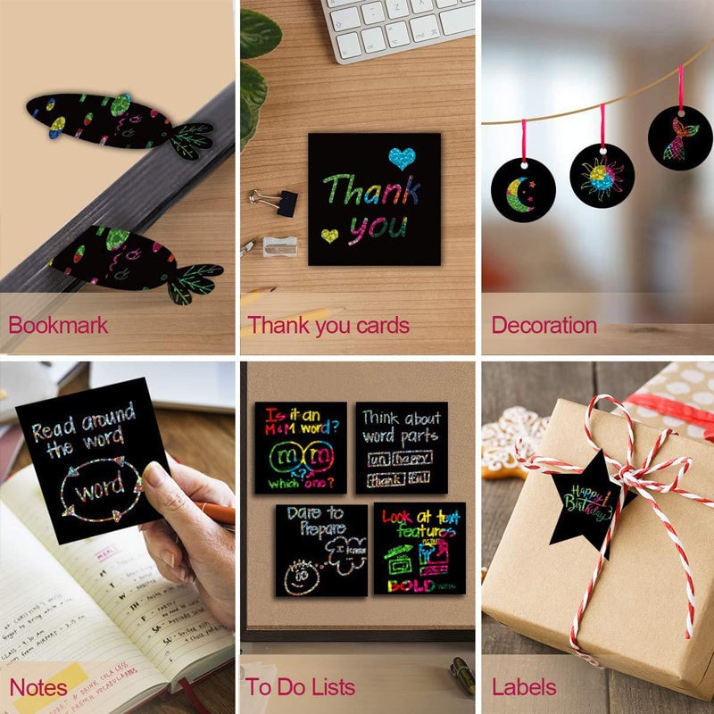 đ
Julklapp 49%OFF-ă100 st/1 SetăDIY Rainbow Magic Scratch Paper Art Set