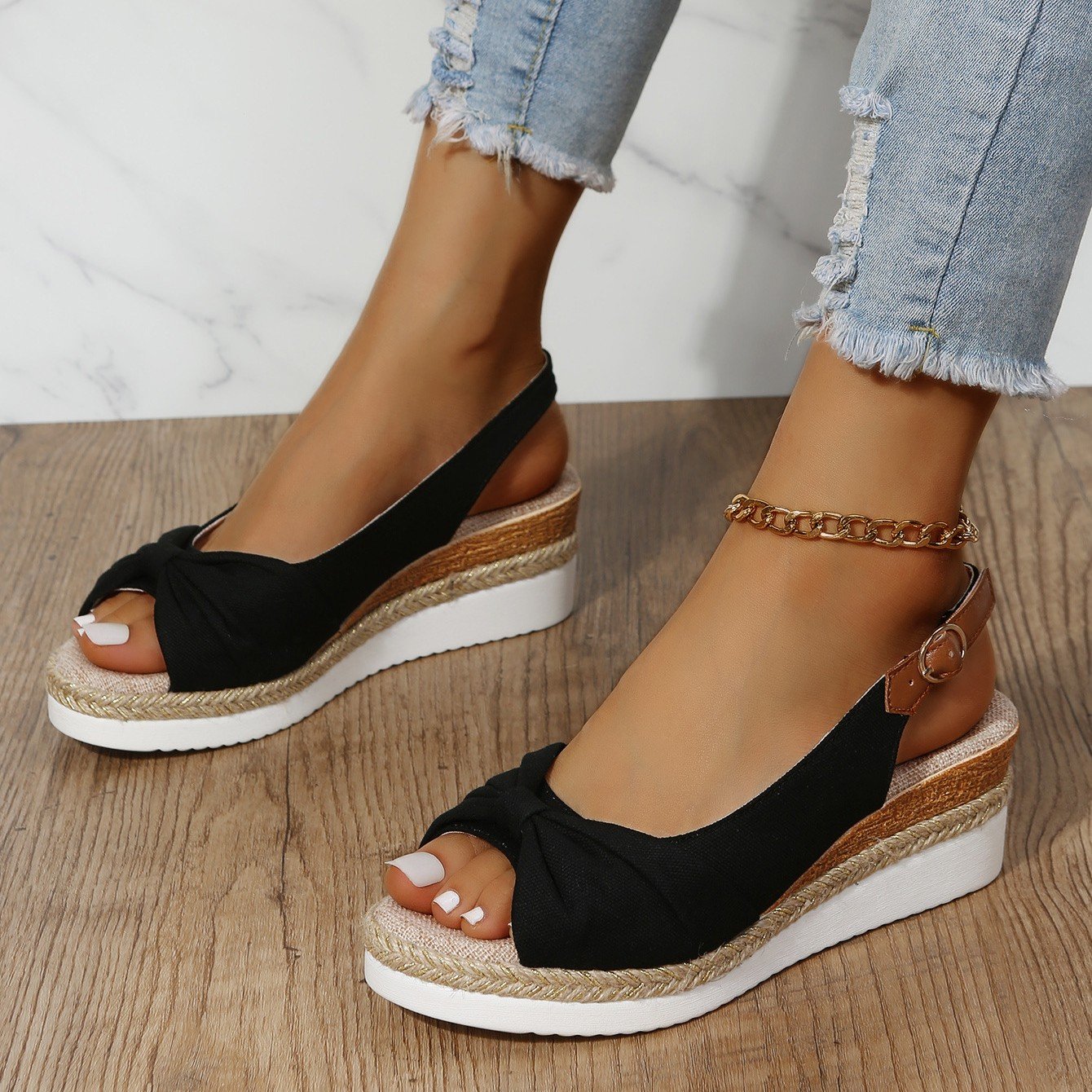 đ„Sista dagen för 40% rabatt - Espadrille Wedge Sandals för kvinnor