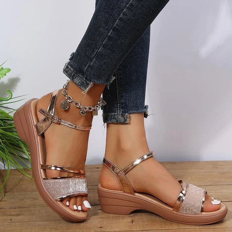 đ„Sista dagens kampanj 50% rabatt - 2024 New Women's Open Toe Wedge Orthopedic Sandals