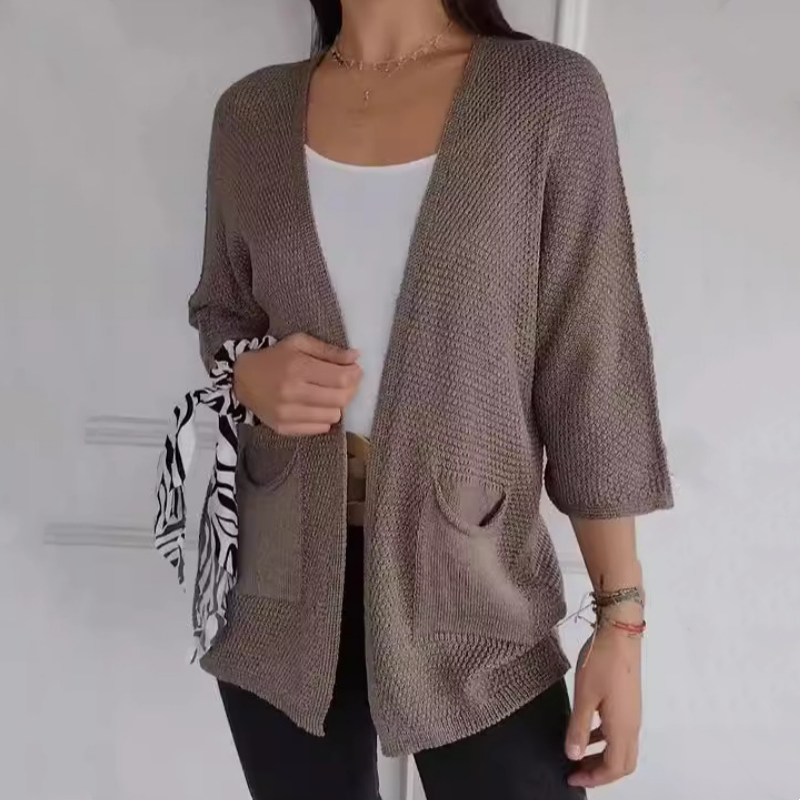 ✨ Casual stickad kappa med öppen front