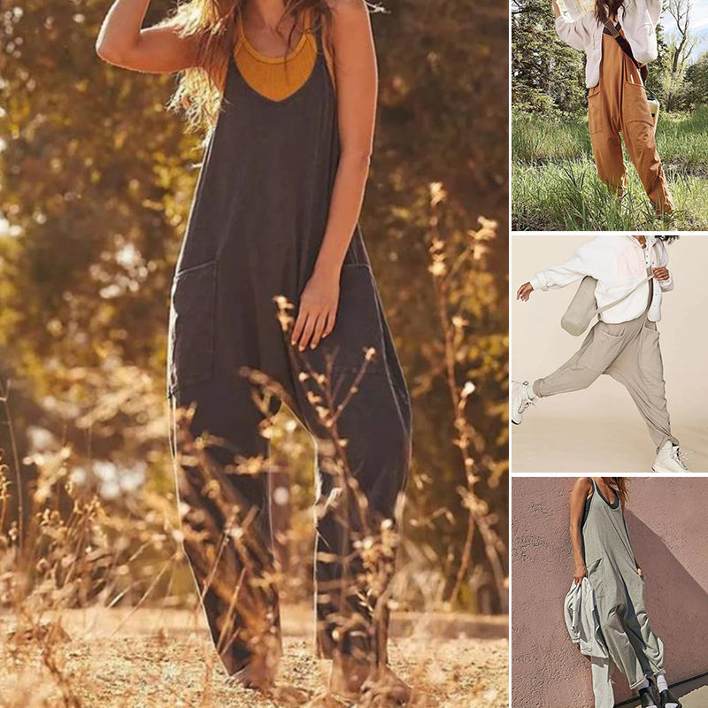 đSommarrea - 49% OFFâ€ïžâđ„Solid V-Neck Sling Pocket Jumpsuit