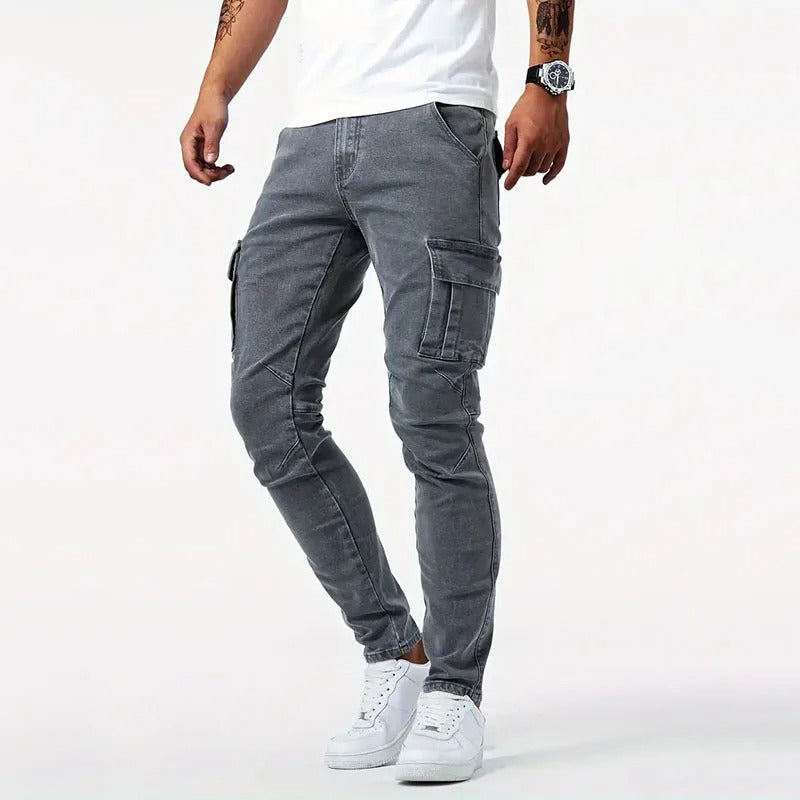 Cargo-byxor i stretchdenim