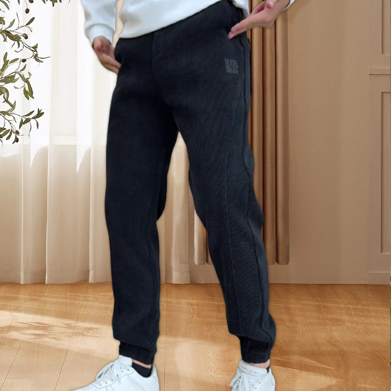 Lösa byxor i corduroy med resår i ankeln för herr (50 % rabatt)