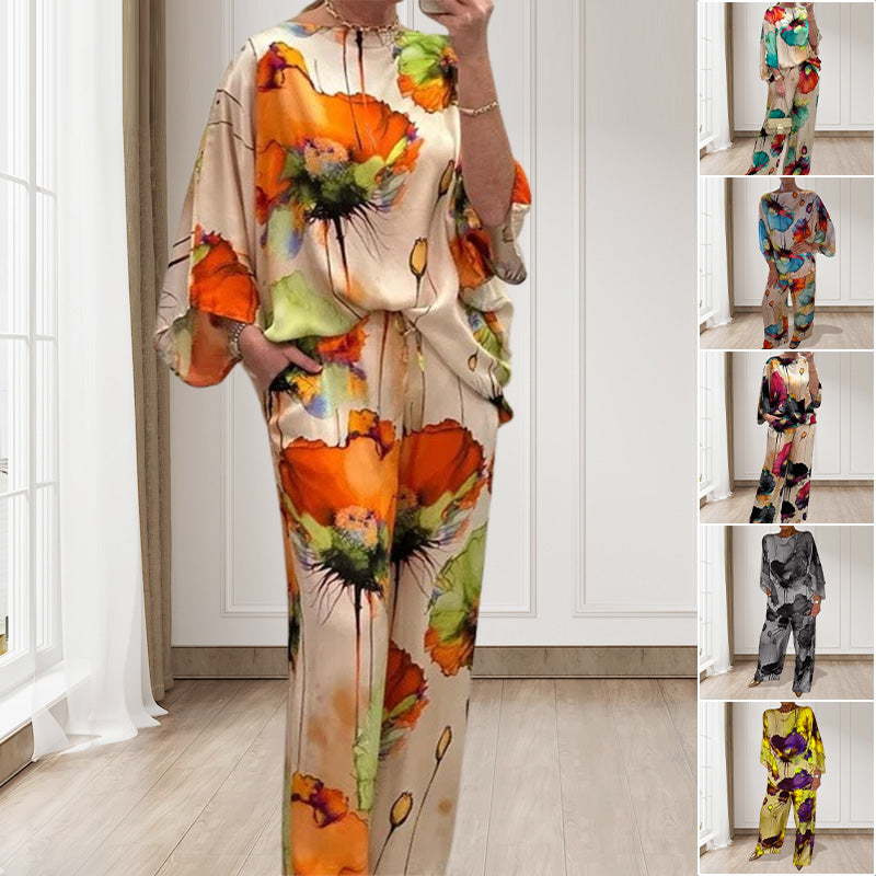 đžđElegant set med blommönster i vattenfĂ€rg i tvĂ„ delar