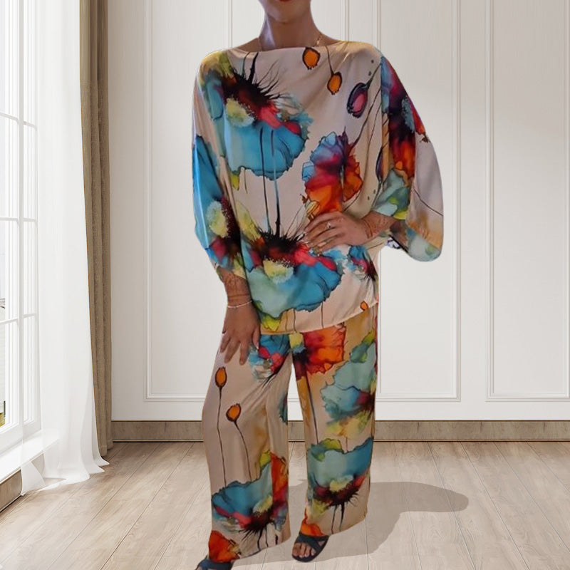 đžđElegant set med blommönster i vattenfĂ€rg i tvĂ„ delar