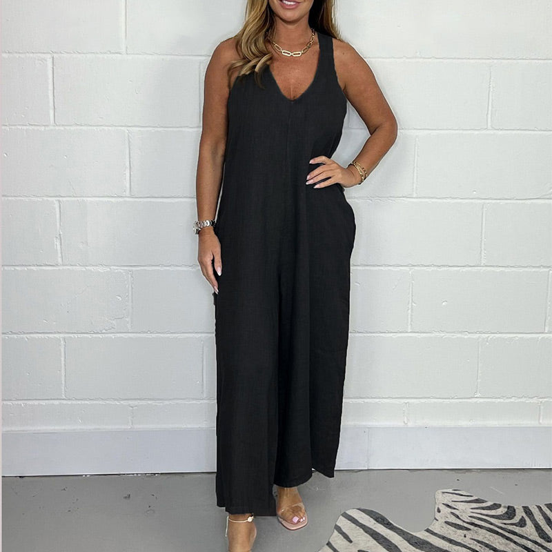 Avslappnad, enkel jumpsuit för kvinnor