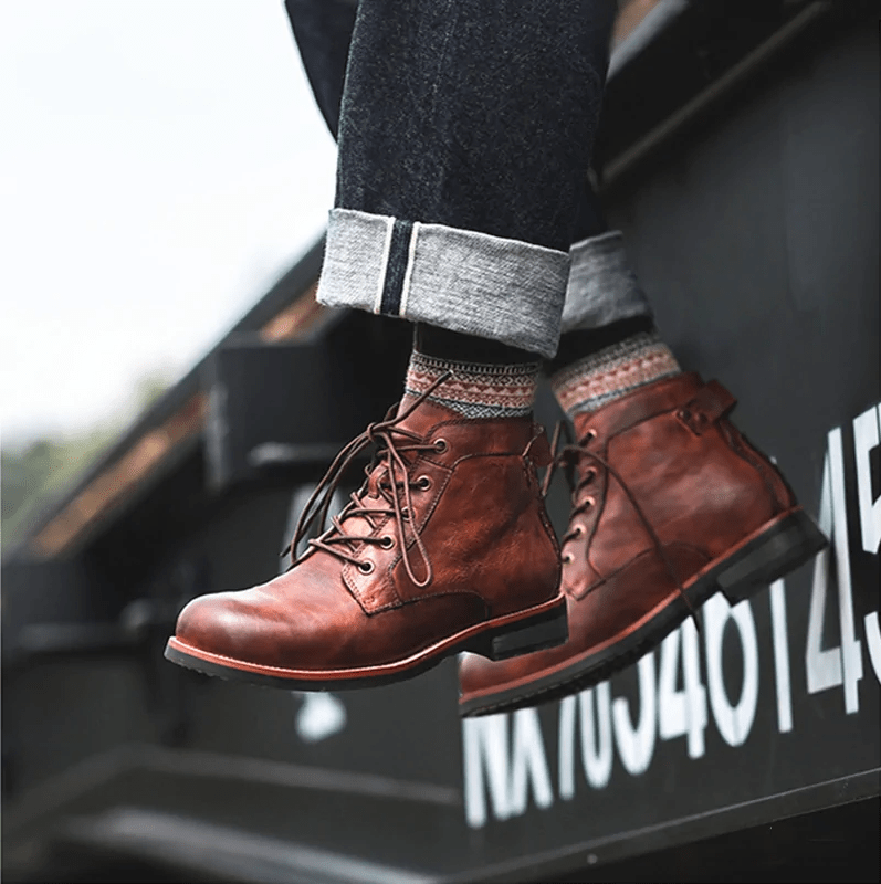 Varmt 40% rabatt🔥Läder Vintage Casual Martin Boots för män