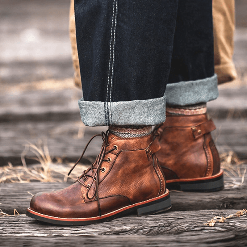 Varmt 40% rabatt🔥Läder Vintage Casual Martin Boots för män
