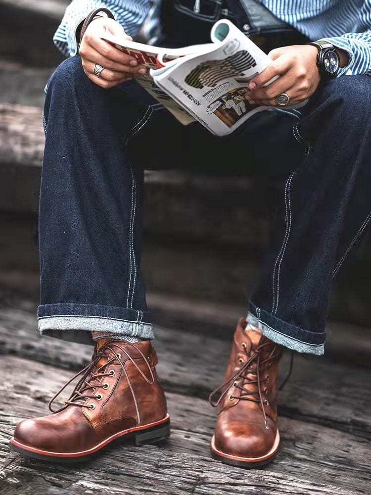 Varmt 40% rabatt🔥Läder Vintage Casual Martin Boots för män