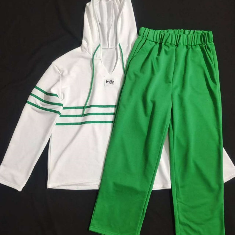 🌟Randigt tryckt sweatshirt-set💖