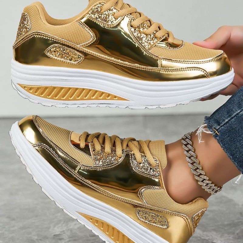 ✨ Moderna sneakers med plattform för kvinnor för glänsande fritidsstil