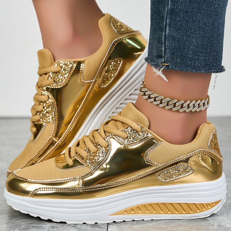 ✨ Moderna sneakers med plattform för kvinnor för glänsande fritidsstil